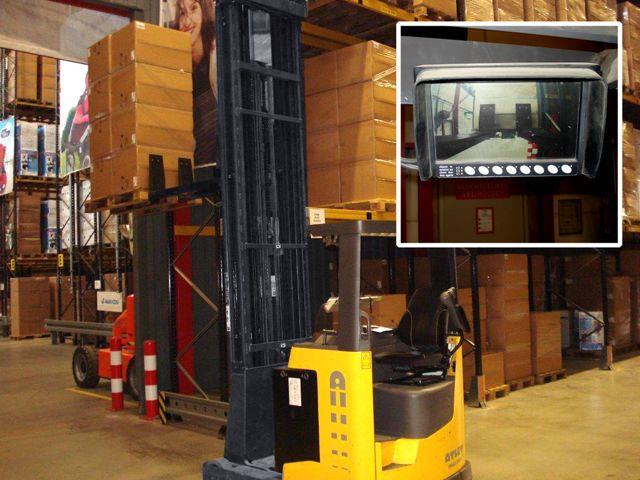 The Orlaco camera system enables the driver has to see where the fork is positioned, increasing the safety of the warehouse goods and property.