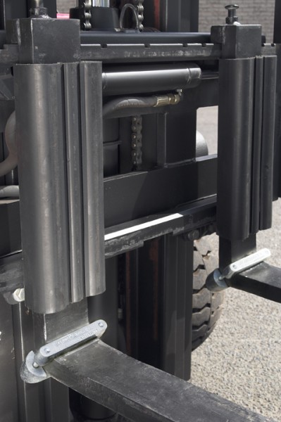 Jayline's load protectors fit to the rear face of a forklift's forks and absorb the impact of an incoming load.
