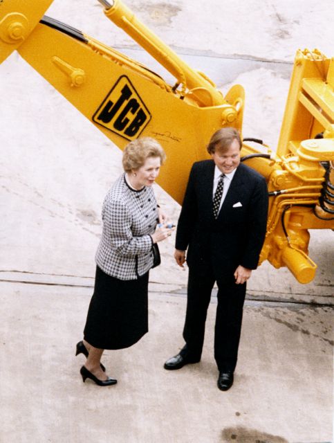 Thatcher with Bamford during a visit to JCB's headquarters in 1987.