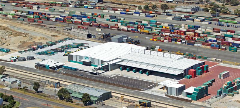 The 55,000 sqm facility is a hub for freight moved by road, rail and sea.
