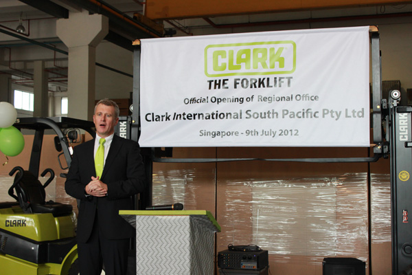 Clark CEO Robert Hammond at the opening of the company's regional office in Singapore.