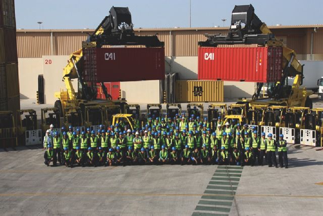 A fleet of 32 Hyster machines, including reach stackers, is operating at SA TALKE's Jubail site.