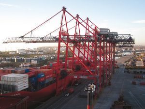 Liebherr STS cranes working at Exolgan Container Terminal, Buenos Aires, Argentina
