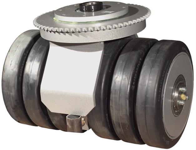 Chain-driven castor with six solid rubber wheels <br />load capacity3,165kg/6,980lbs