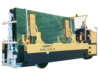 HUBTEX glass transporter model GTR 330/E with VULKOLLAN® press-on band wheels load capacity 14,500kg/32,000lbs