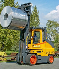 HUBTEX model GKS 150 with VULKOLLAN® press-on tyres load capacity 10,000kg/22,050lbs